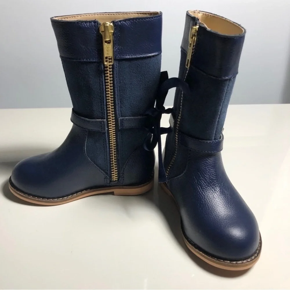 NEW WITH TAGS Janie And Jack Navy Blue Riding Boots Size 4